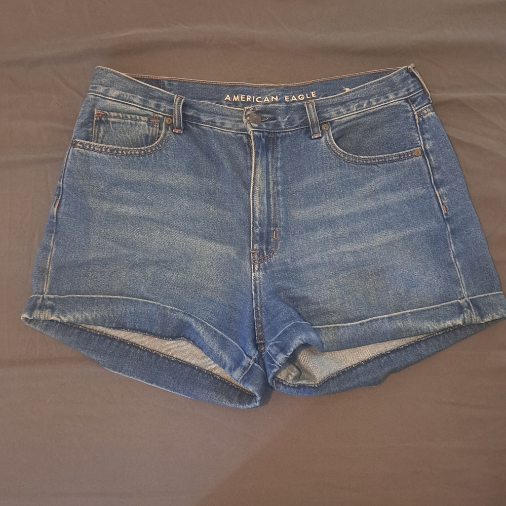 American Eagle Blue and Tan Denim Jeans